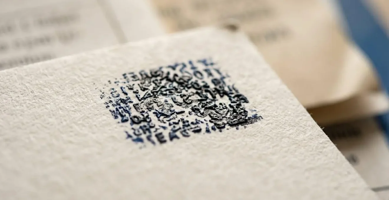 Macro photographie de tampons officiels et cachets administratifs sur documents commerciaux avec textures papier