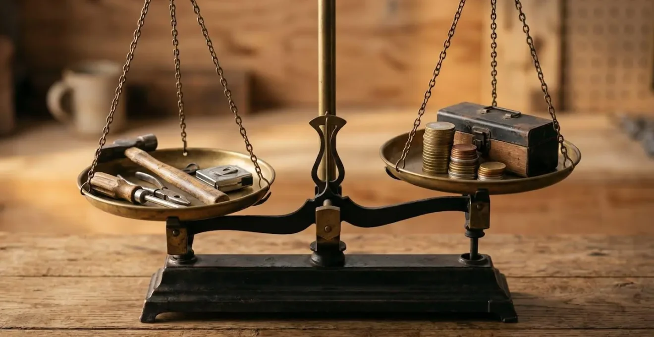 Représentation conceptuelle de la balance entre simplicité et optimisation fiscale pour artisans