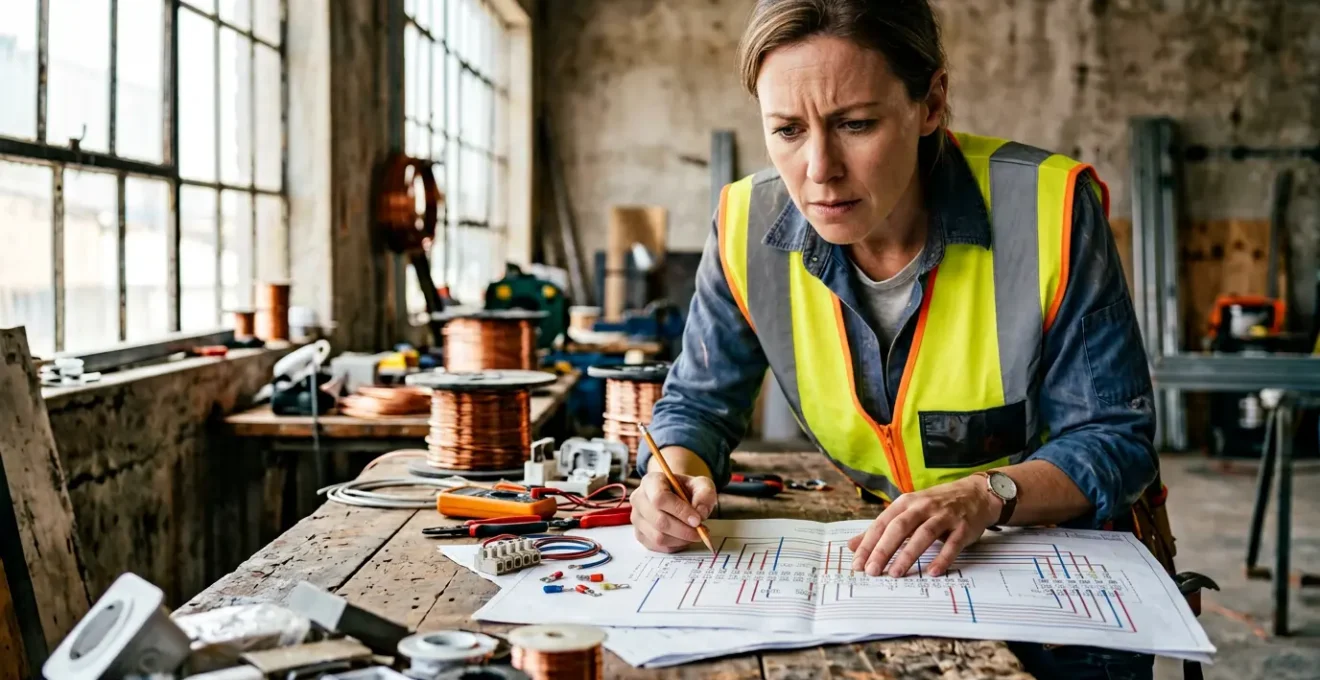 Électricien professionnel sur chantier face à la problématique de la hausse du prix du cuivre