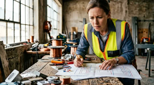 Électricien professionnel sur chantier face à la problématique de la hausse du prix du cuivre