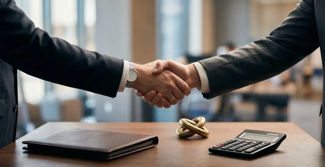 Entrepreneur présentant ses garanties et apports personnels lors d'un entretien bancaire