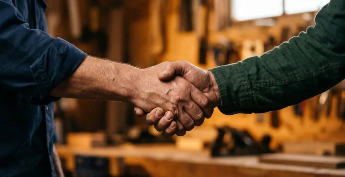 Poignee de main symbolisant un accord commercial equitable entre deux professionnels