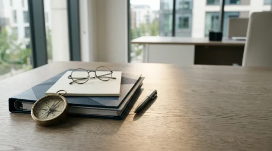 Direction stratégique d'entreprise avec tableau de bord et indicateurs de performance visualisés dans un environnement professionnel moderne