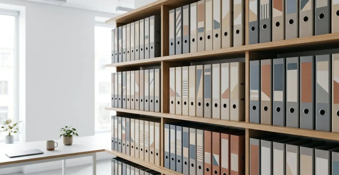 Organisation méticuleuse de dossiers financiers mensuels dans un système de classement professionnel