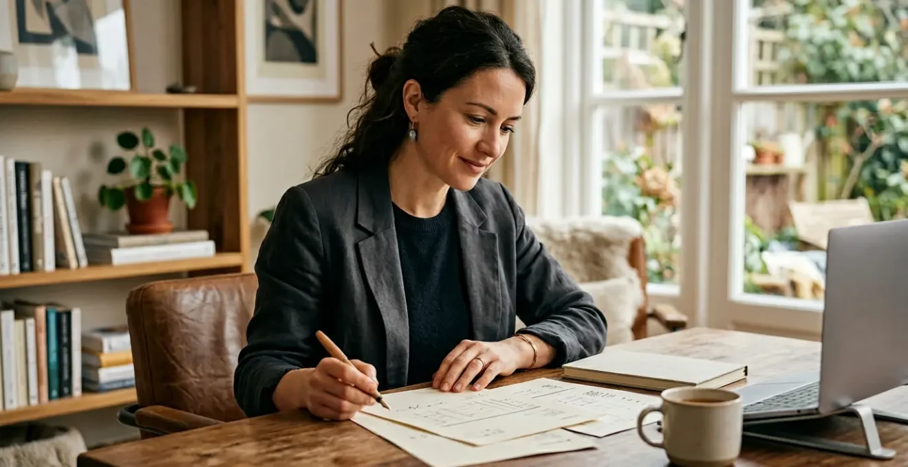 Professionnel indépendant consultant ses documents administratifs dans un environnement de travail apaisant