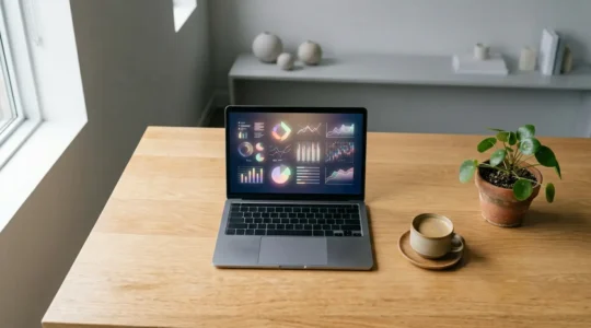 Tableau de bord financier moderne avec indicateurs de performance pour pilotage d'entreprise