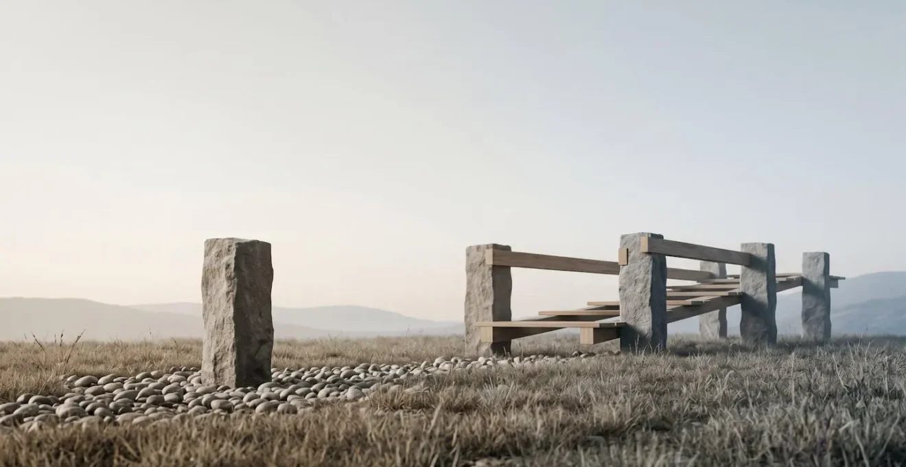 Évolution symbolique d'une structure solitaire vers une collaboration représentée par des éléments architecturaux