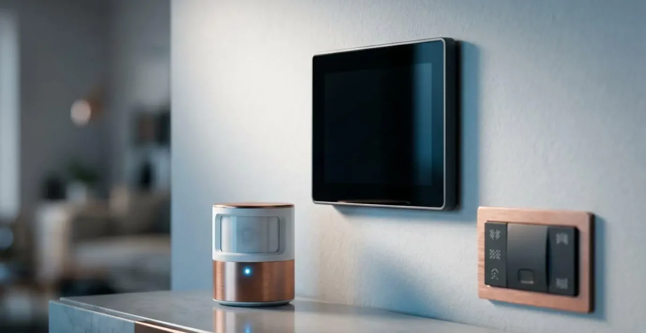 Installation de système domotique intelligent avec équipements connectés dans un environnement résidentiel moderne